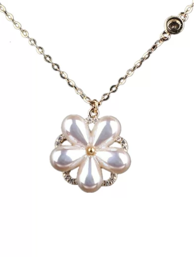 Trendy New Design Rotatable Flower Shape Pearl Pendant Exquisite 925 Sterling Silver Necklace Women