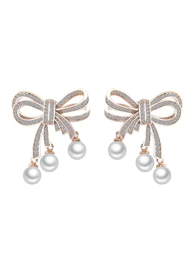 Zirconia Bow-Knot 925 Silver Stud Earrings For Women Fashion Cute Designer Earrings Charm